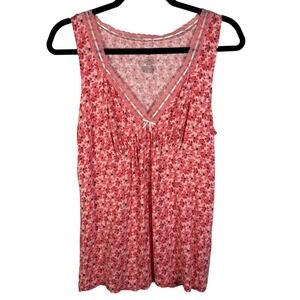 Apt 9 Intimates Pink Floral Lace Trim Pajama Tank Top Womens Large Sleeveless